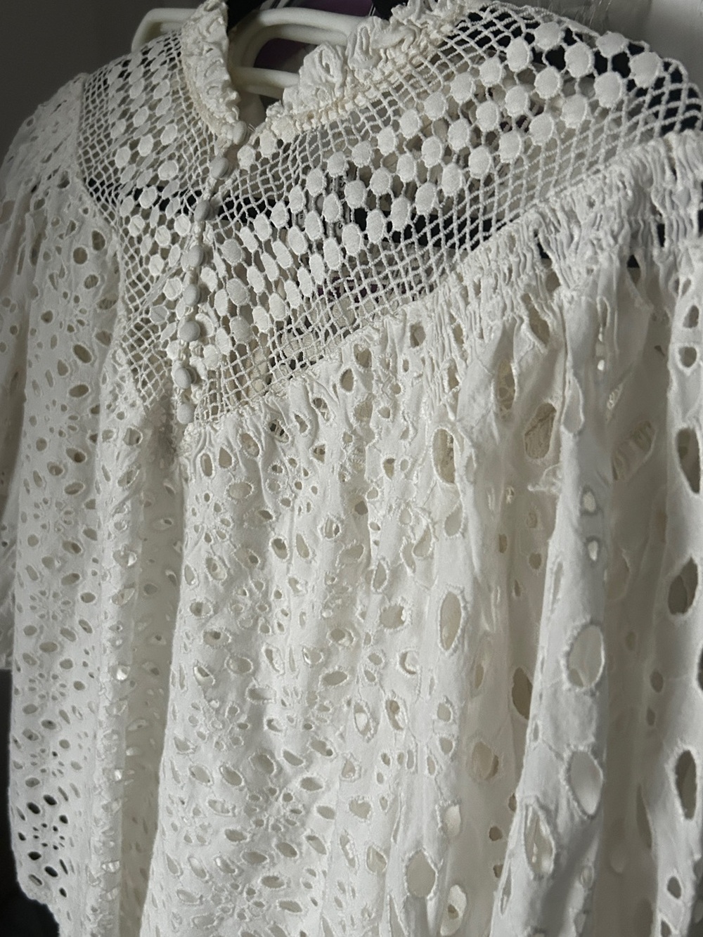 All Saints “Tila” Lace Top Sz 8 Chalk White 100% Cotton - Picture 5 of 11